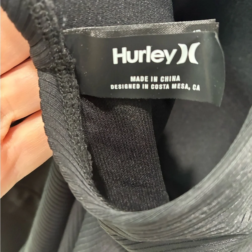 Hurley Black Ribbed Scoop-Back One-Piece